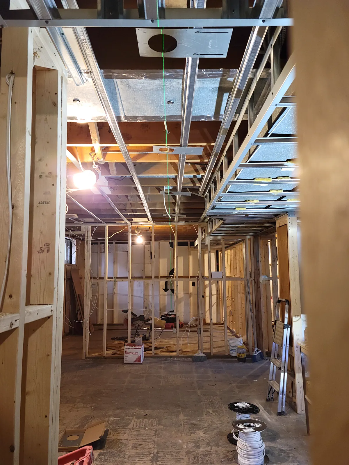 Residential ceiling rough-in during renovation work.